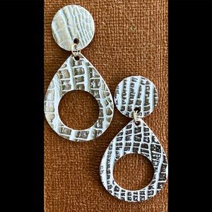 NWT Faux Leather Earrings, Metallic